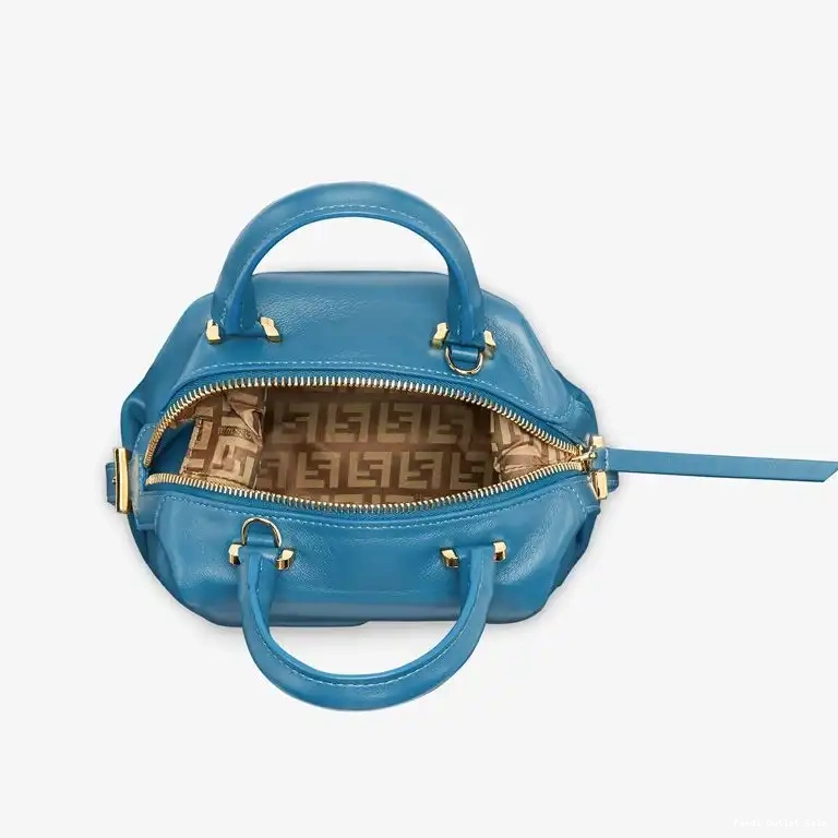 Affordable Mini Fendi Bag Cube Leather FF Nappa Blue In 0508